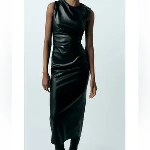 Zara faux leather draped dress Zara faux leather draped dress